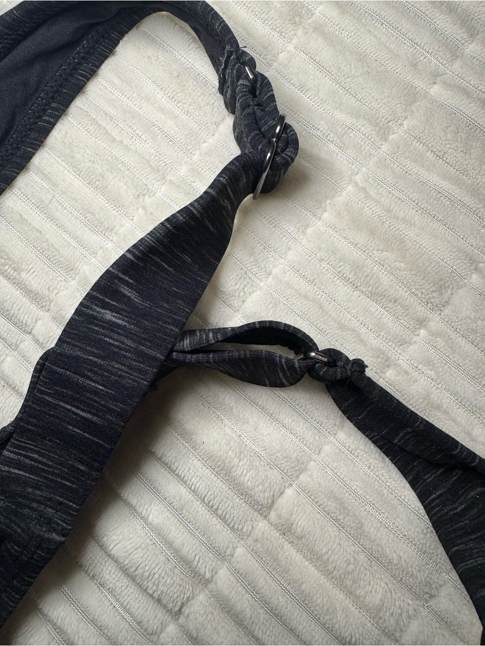 Heather Charcoal Racerback Bikini Swim Top Adjustable Plunge Large - Picture 5 of 6
